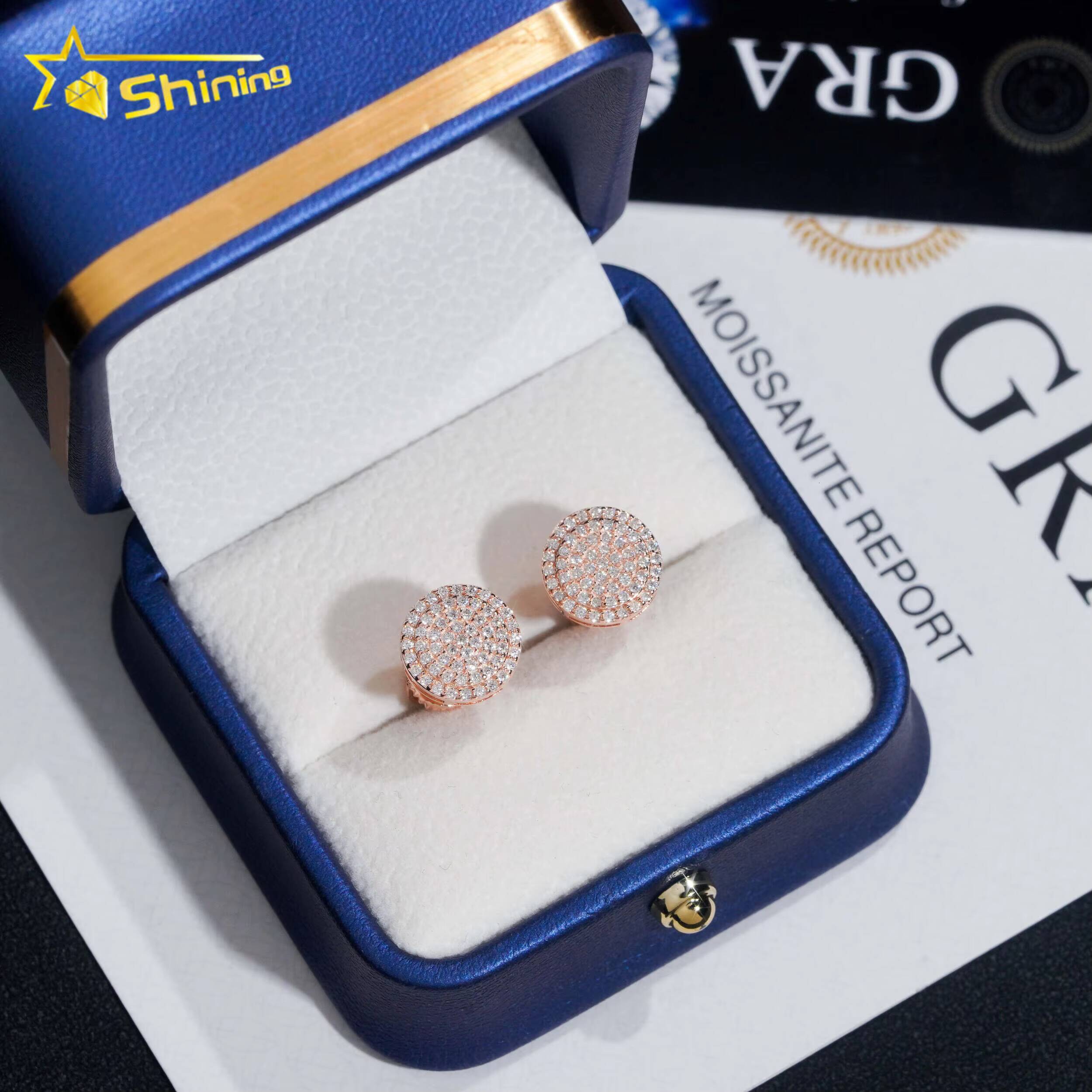 Ready to Ship Pass Diamond Tester Hip Hop Jewelry 925 Sterling Silver Gold Plated VVS Moissanite Stud Earrings Rapper Jewelry