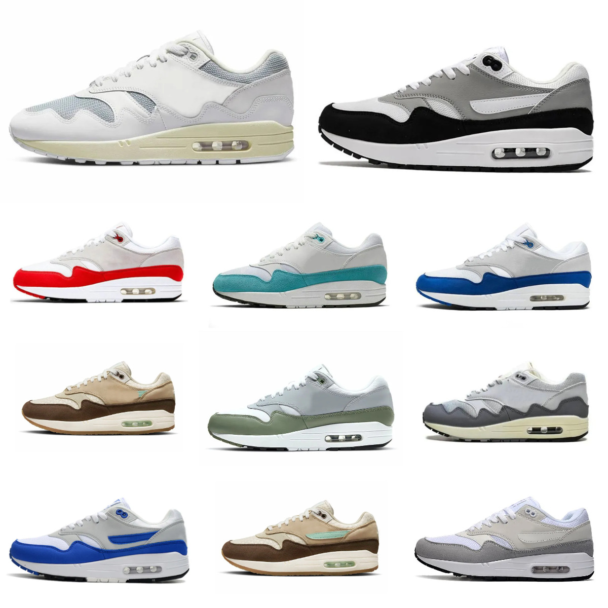 Trainers 1 87 Patta Sports Shoes Men Women 87s Aqua Black White Grey UNC Sport Red Outdoor Shoe Noise Monarch Baroque Cave Stone Saturn Patch Elephant Jogging Sneakers