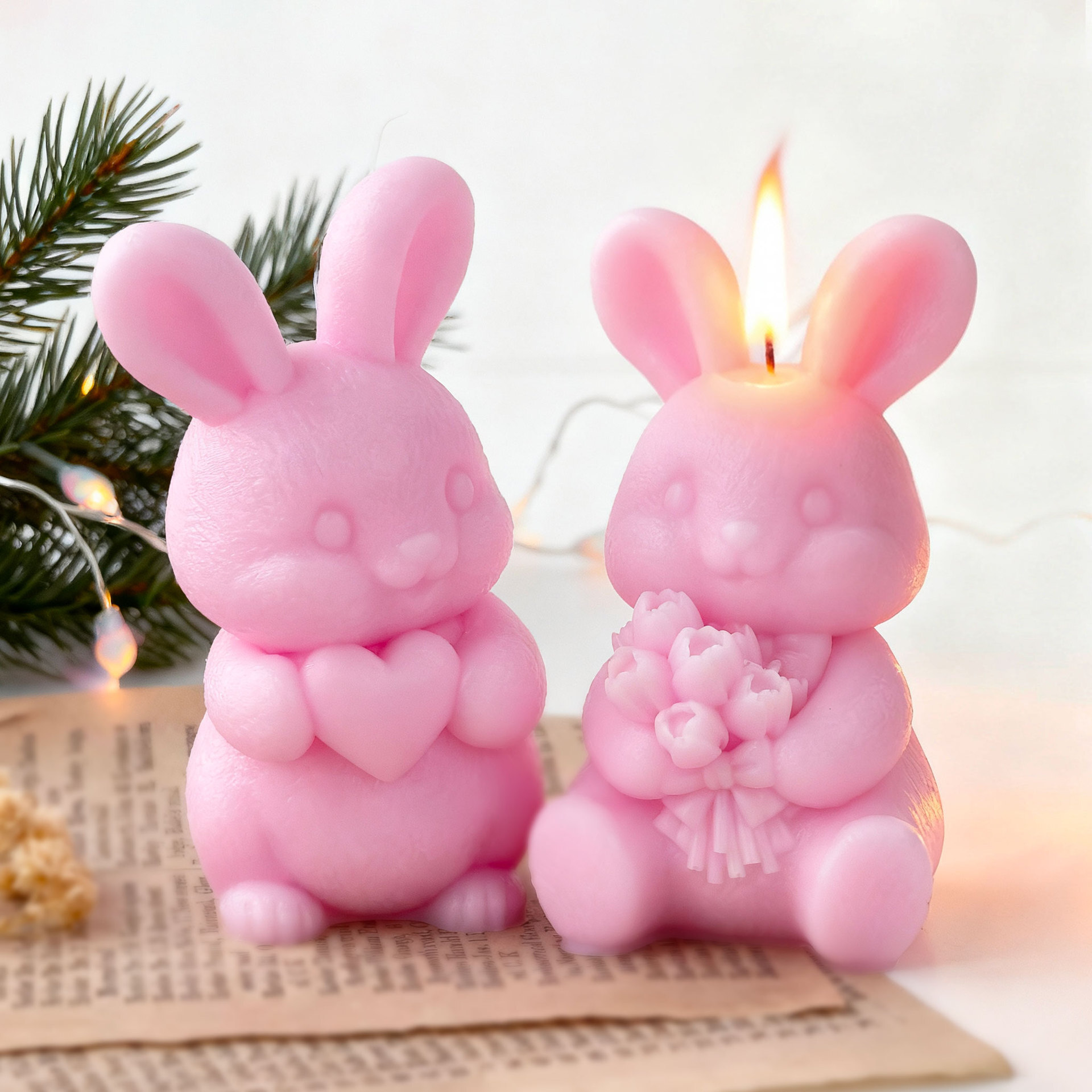 Rabbit Candle Silicone Mold Cute Little Rabbit DIY Easter Scented Candle Decorative Mold