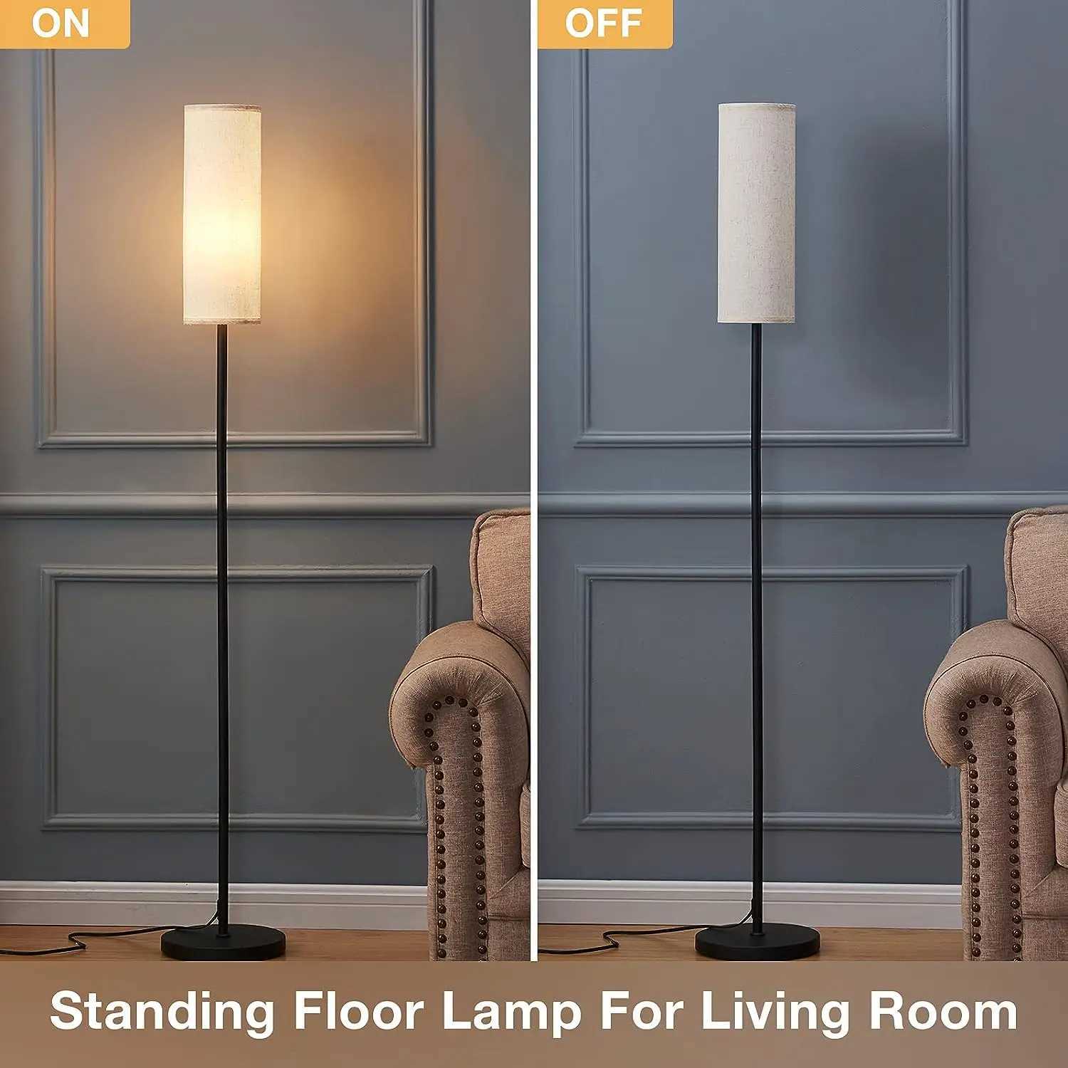 Floor Lamp for Living Room Modern Standing Lamps with Lampshade Lamp with Foot Switch for Living Room Bedroom Kids Room Office M251119