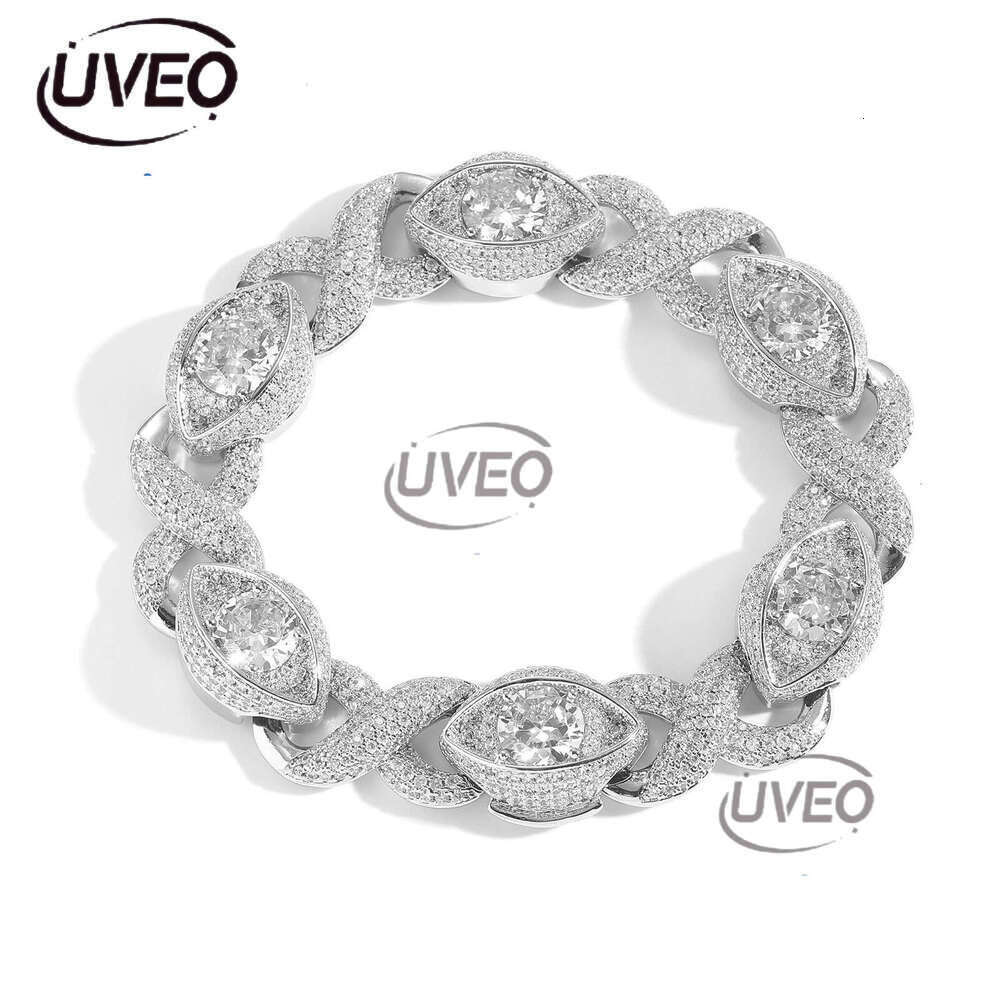 Luxury Hip Hop 15MM Infinite Eye 8-figure Cuban Chain with micro-inlaid Ice out VVS Moissanite, men's and women's bracelet Free delivery