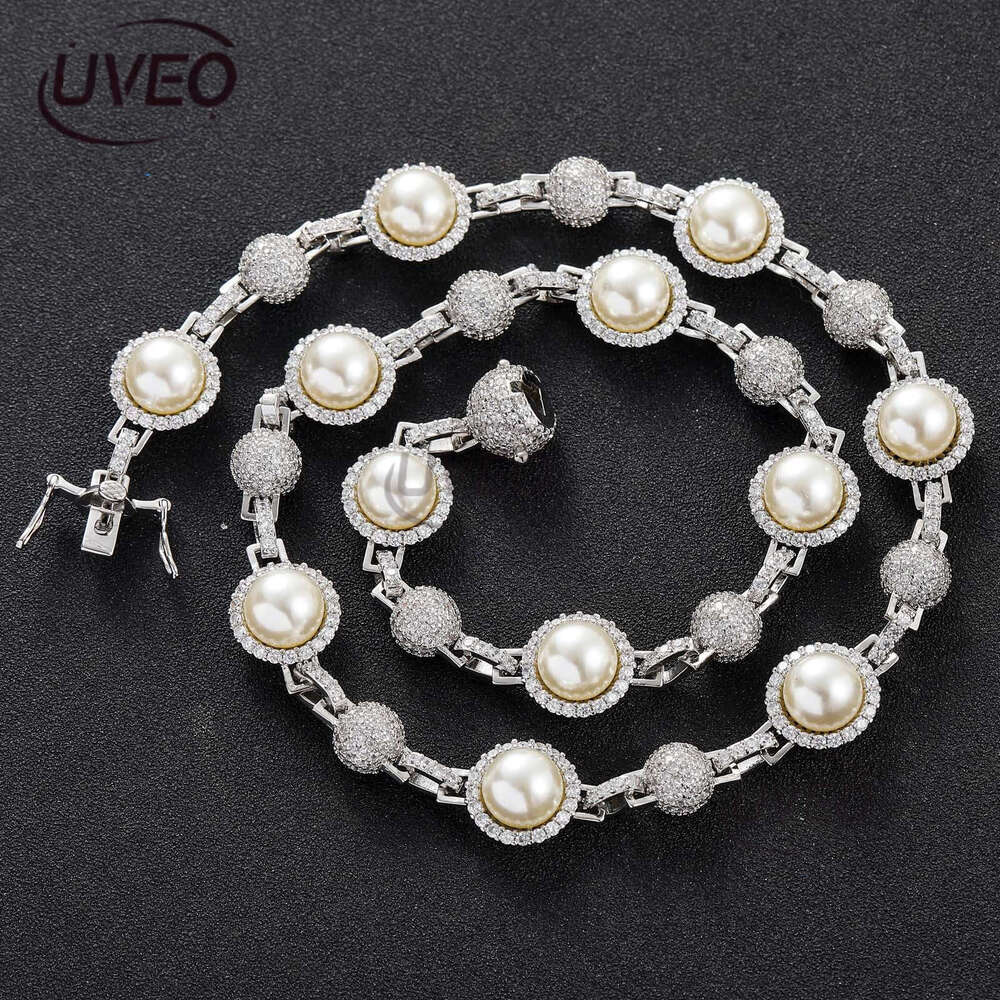 Luxury Hip hop Ice out VVS Moissanite Pearl necklace bracelet for men and women Free delivery