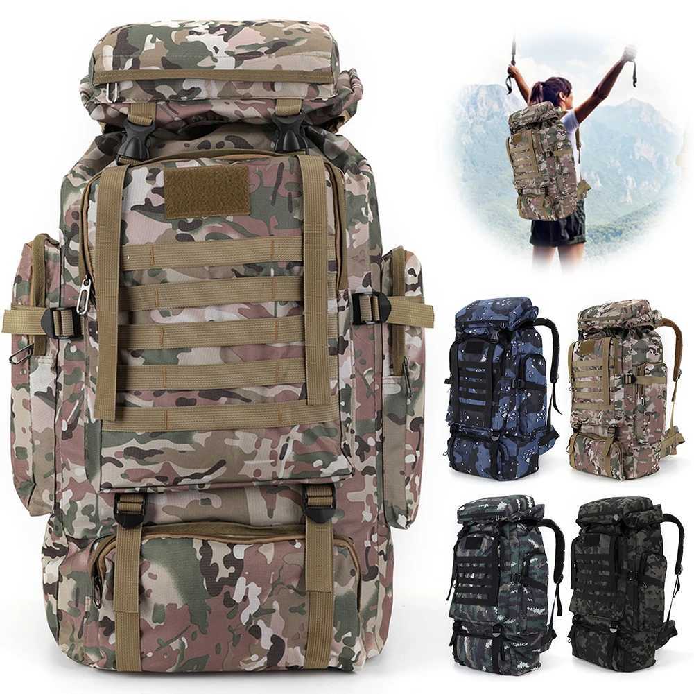 80L Hiking Backpack 600D Oxford Cloth Mountain Backpack Multi Pocket Mountain Climbing Backpack Outdoor SportsT250418