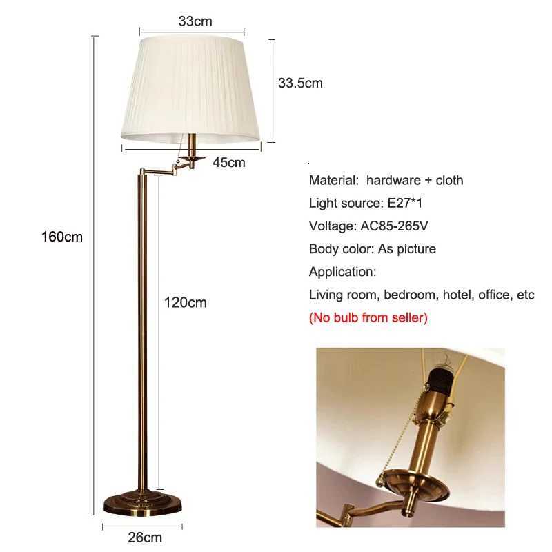 American Retro Adjustable Retractable Floor Lamp Living Room Bedroom Hotel Bedside Design European Sofa Side Decor Stand Light M251119