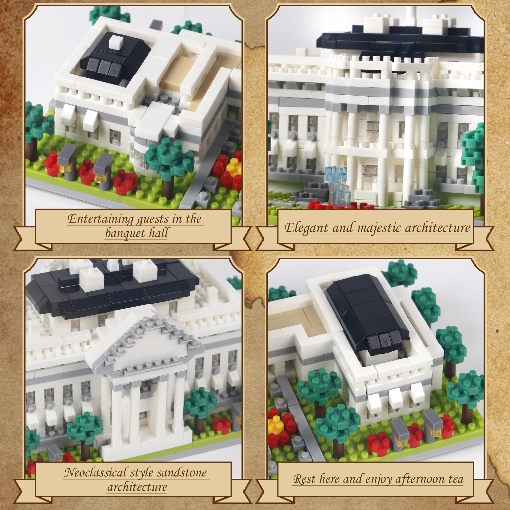 White House Micro Building Blocks KNEW BUILT Capitol City Construction US Mini Architecture Adult Children Toys Assemble Bricks