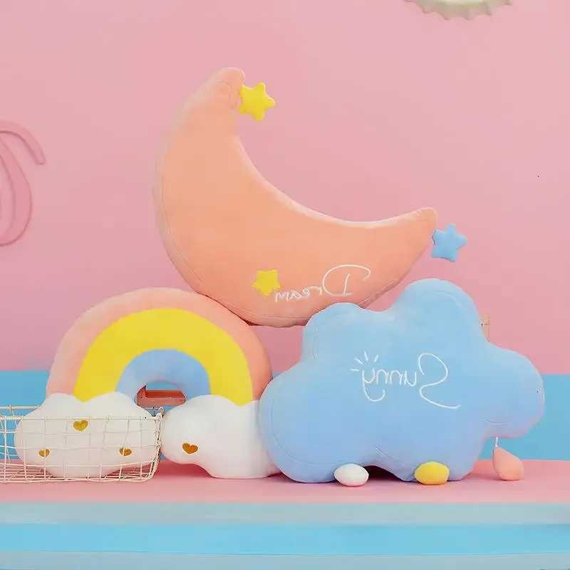Stuffed Rainbow Cushion Girly Room Decor Moon Lightning Bay Window Lovely Weather Setting for Kids Bedroom Seat M251119