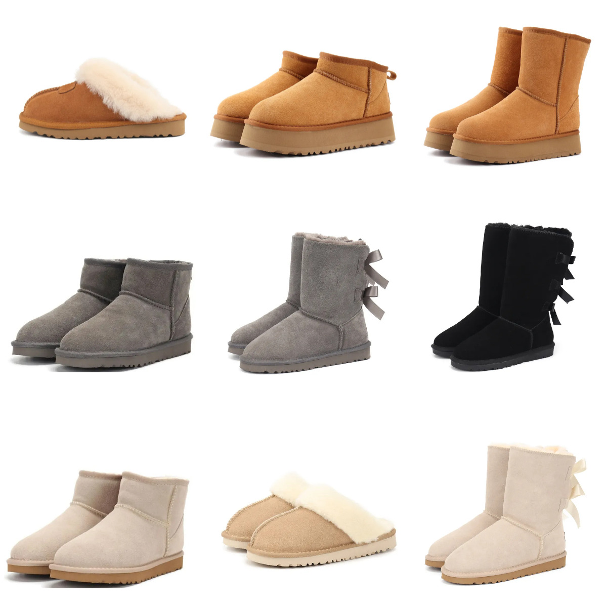 Designer Australia Snow Boots Classic Ultra Mini Winter Fleece Warm Women Outdoor High Low Shoe Grey Maroon Men Boots Fur Sheepskin Chestnut Brown Winter Ankle Shoes