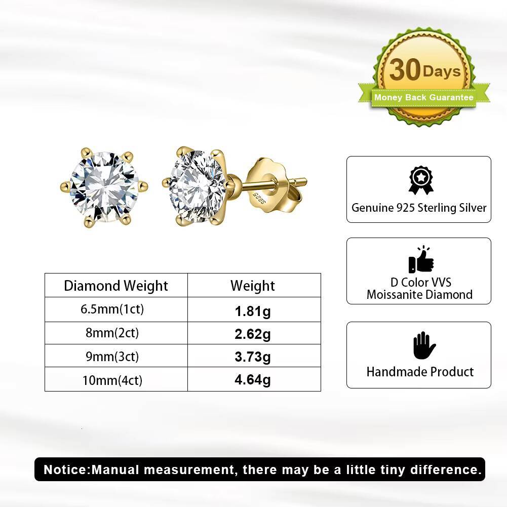 RINNTIN SMOE03 Hot Selling Screw Back VVS Moissanite Earrings Hip 925 Sterling Silver 1-4ct Moissanite Stud Earring