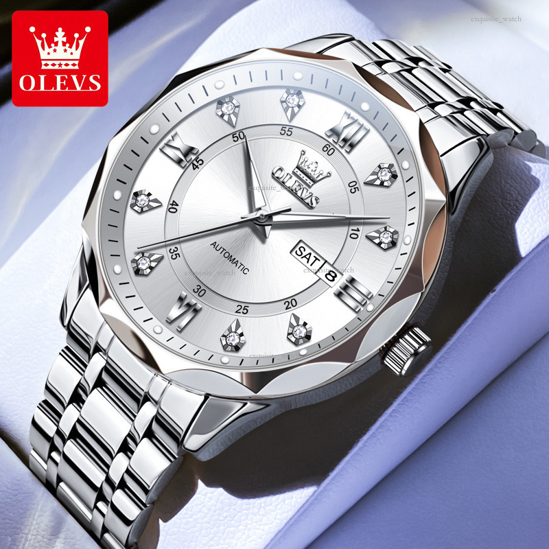 OLEVS Brand Design Men's Watches With Dual Calendars Luxury Fully Automatic Mechanical Watches Luminous And Waterproof Men's Watches Free Sh
