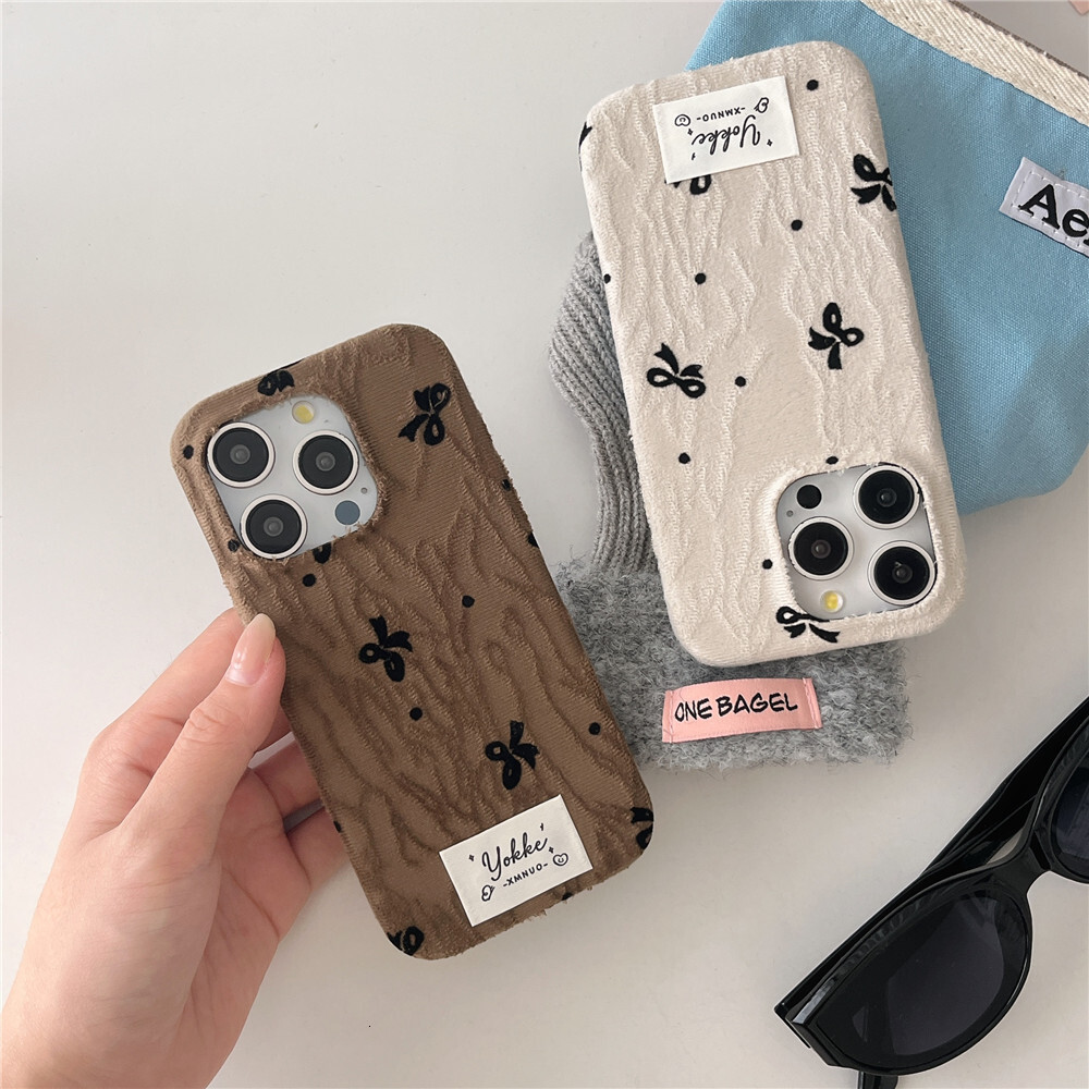 Polka Dot Bow Phone Case Compatible with iPhone 17/16/15 Pro Max Simple Velvet Protective Case iPhone 14/13