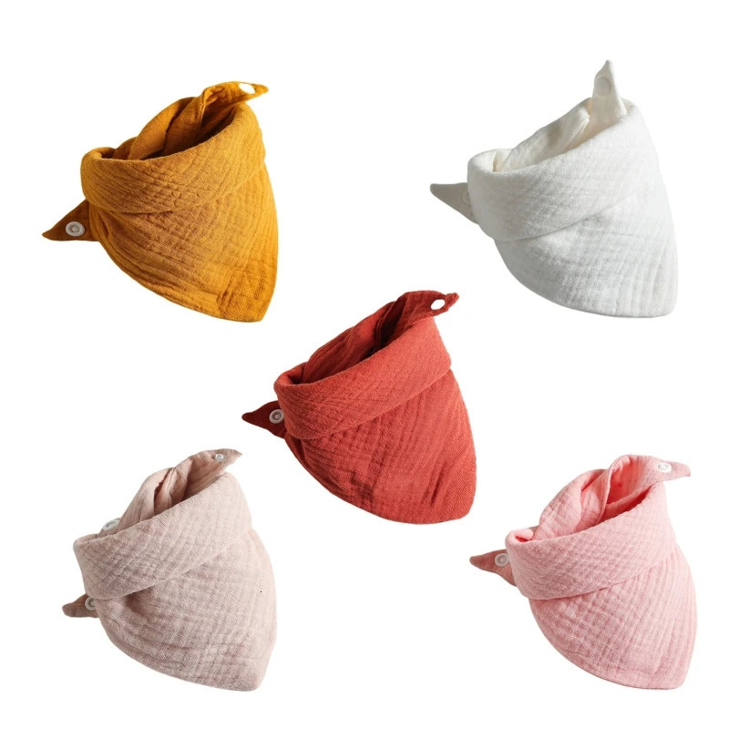 5 pieces of baby feeding Drool bibs Saliva towels for triangular scarves Bandana soft cotton adjustable snap button boys 250414z