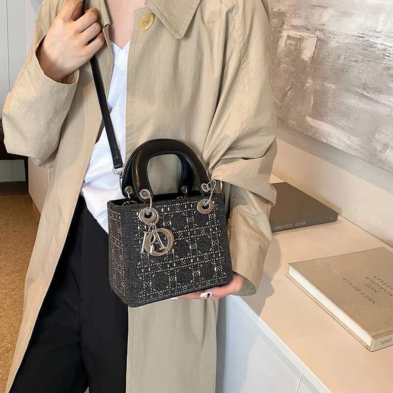 For Quilted Crossbody Women, Sparkg Sequins & Rhie Shoulder Purse, Designer Tote Bag Hot Work-Friendly Elegant Handbag Women, & Purse,