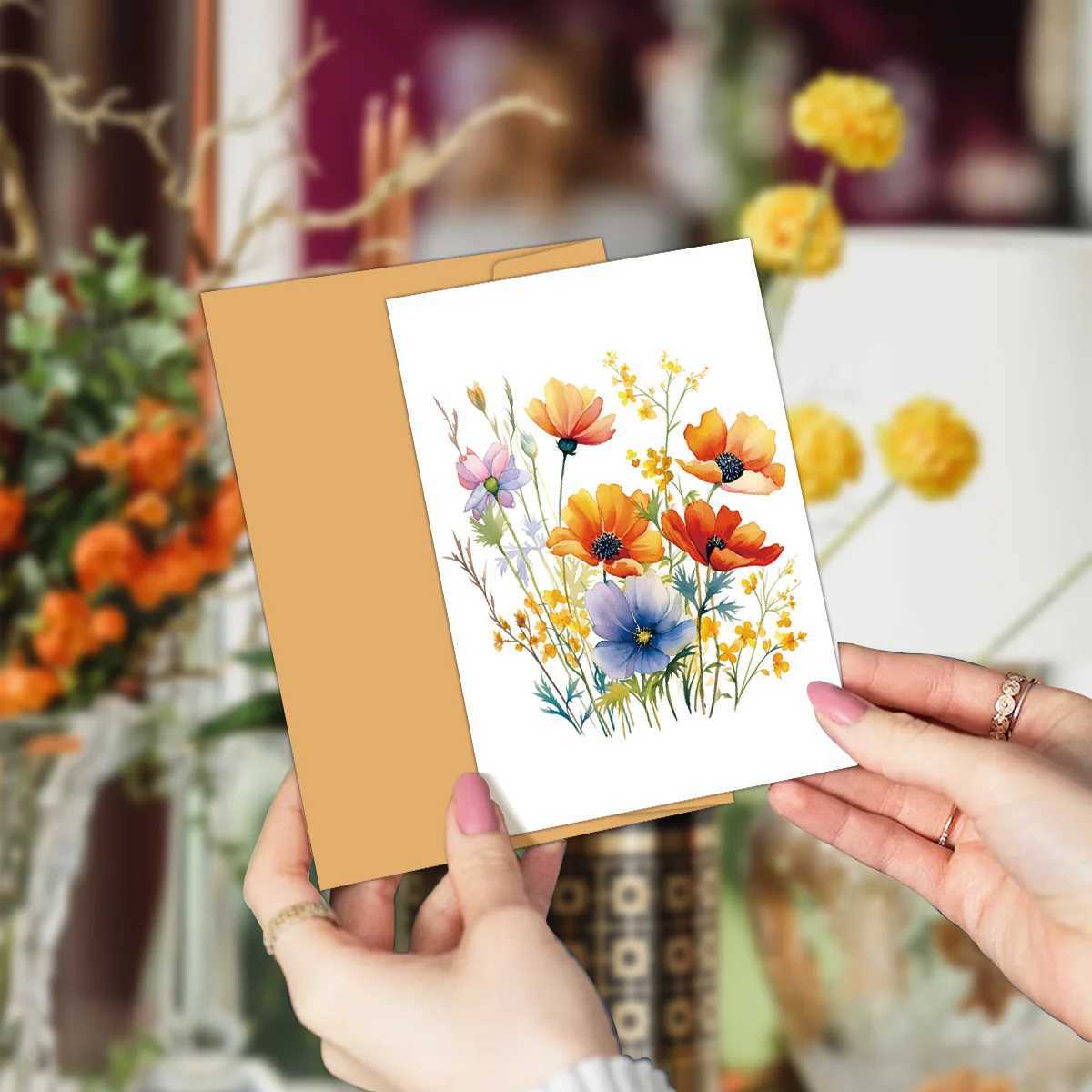 12pcs Watercolor Wildflower Thank You Cards Set with Envelopes Greeting Cards with Messages for Birthdays Invitations Gifts G251119