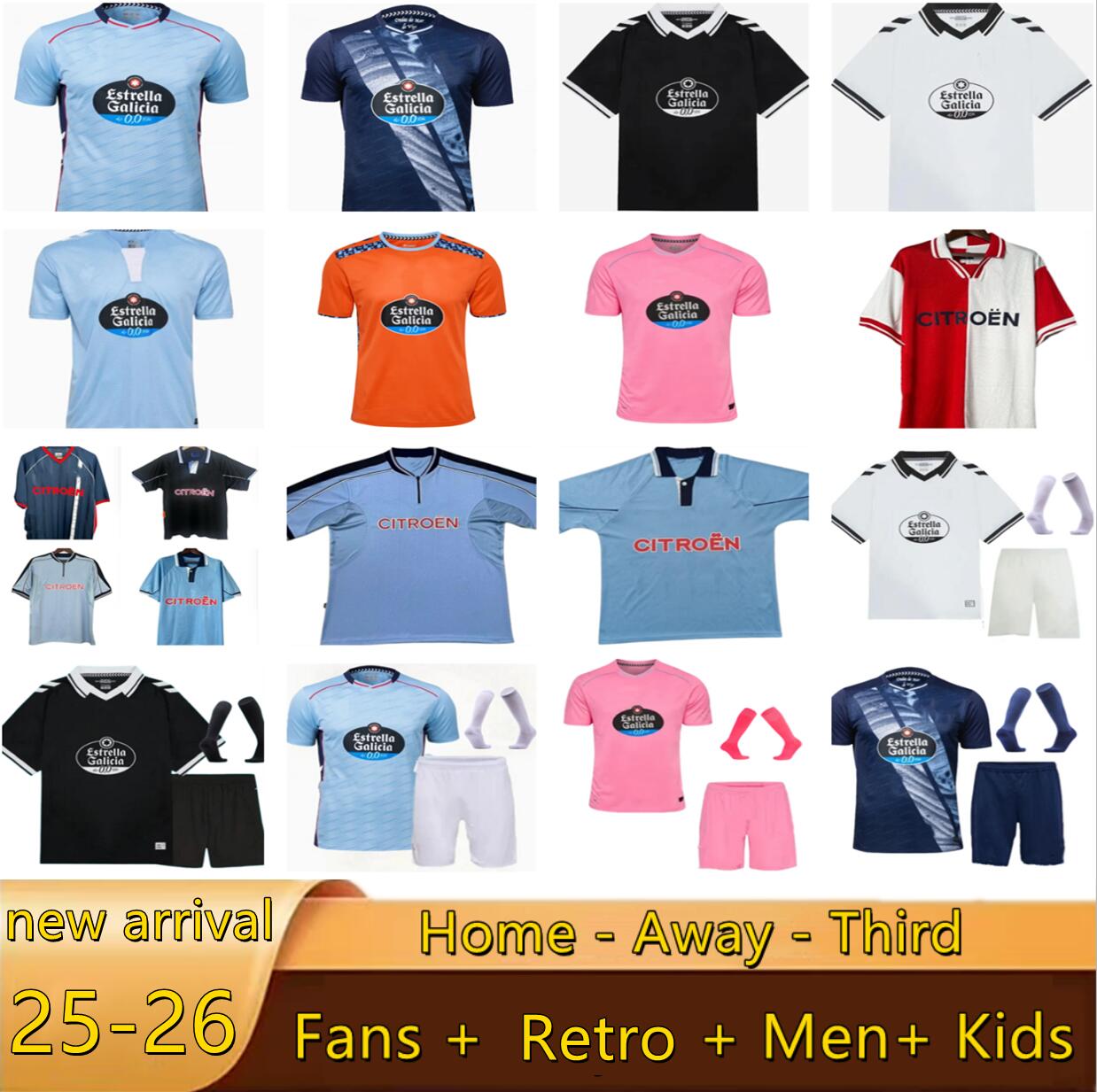 25 26 Celta de Vigo Soccer Jerseys IAGO ASPAS B. IGLESIAS STRAND LARSEN BAMBA FRAN BELTRAN HUGO MALLO Retro 97 98 99 00 01 02 04 Gabri Veiga 100th football shirt kids kits