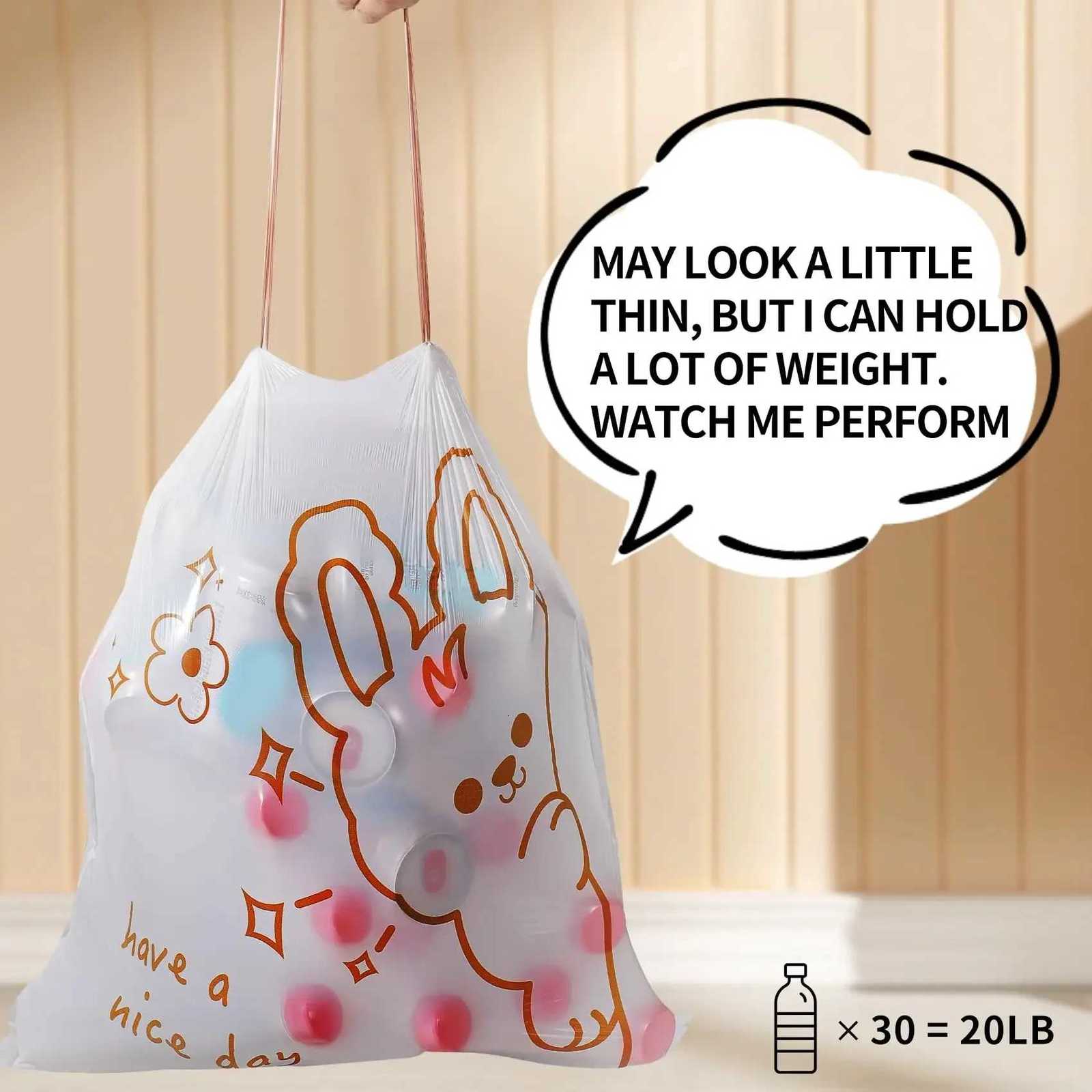 20pcs/1 Bag Gallon Thick Kitchen Garbage Bag with Drawstring Tear Free Storage Daily Household Use Large Handheld Bag for Home C251119