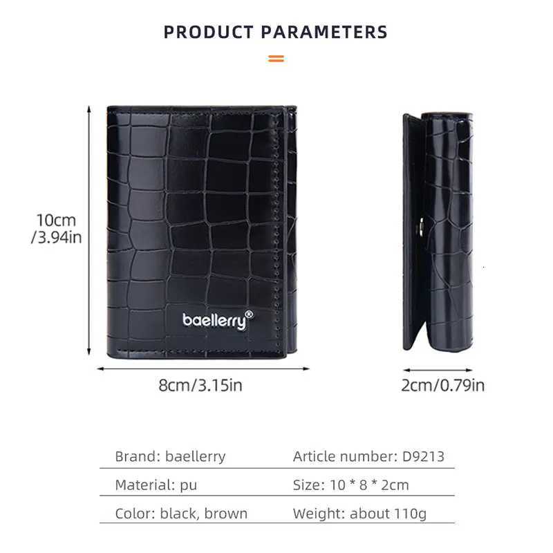 Baellerry New RFID Short Men Card Bag Wallet High Quality Brand Card Holder Male Purse Crocodile Pattern Mens Popup WalletT251119
