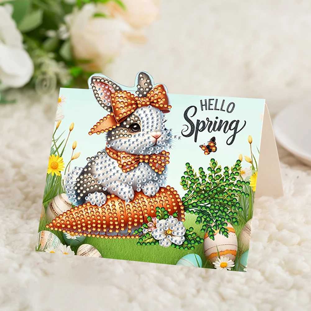 8pcs DIY Diamond Painting Greeting Card Set Easter Designs Rhinestone Diamond Art Mosaic Postcards for Easter Special Occasion G251119