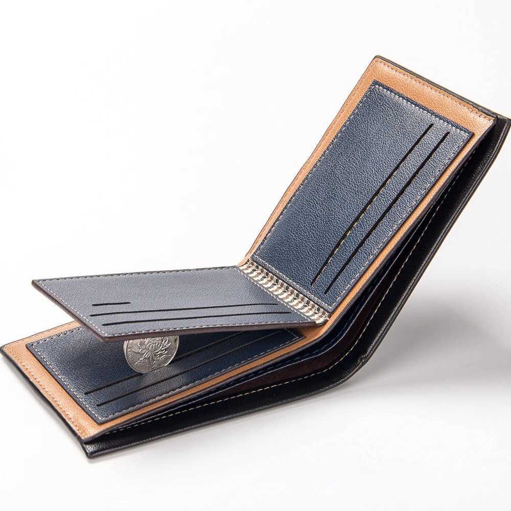Mens PU Leather Wallet Retro Wood - Grain Bifold Purse with Multiple Card Slots Large Banknote Compartment Fashion MaT251119