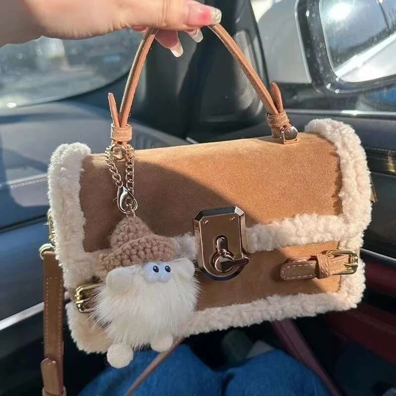 PU Leather Square Messenger Bag For Female, Monochromatic Shoulder Bags, Designer Brand Purse, Fashion, New,