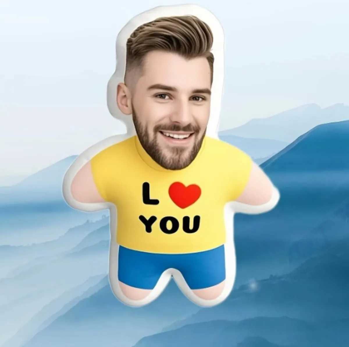 Customized I Love You face portrait double-sided printed throw is an ideal gift for birthday or festival celebrationsM251119