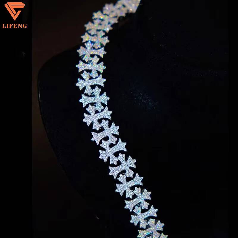 Lifeng Jewelry Miami Custom Necklace Iced Out VVS Moissanite and 925 Sterling Silver Rose Gold Plated Chain Fashion Jewelry