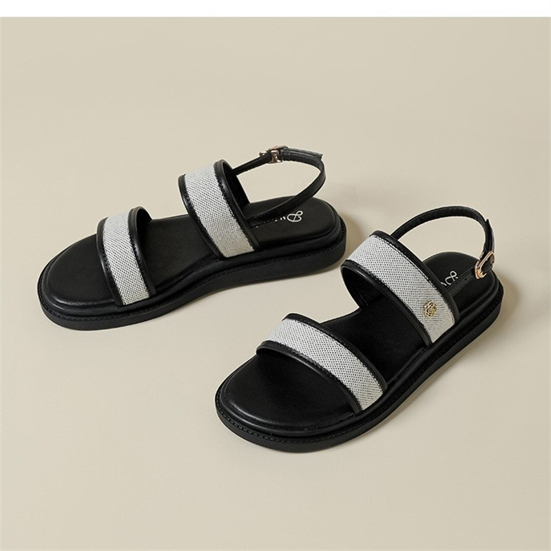 free shipping designer Sandals fashionable shoes women's summer black Low Heel Bohemian slipper