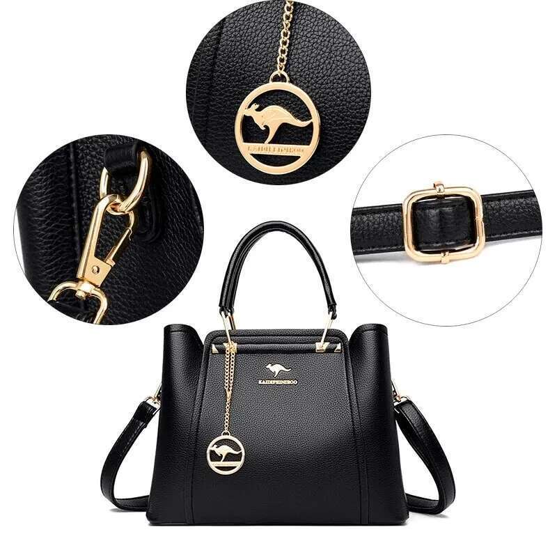 Soft Leather Handbags Women Bags Designer 3 Layers Shoulder Crossbody Sac Ladies Large Capacity Shopping Messenger Tote