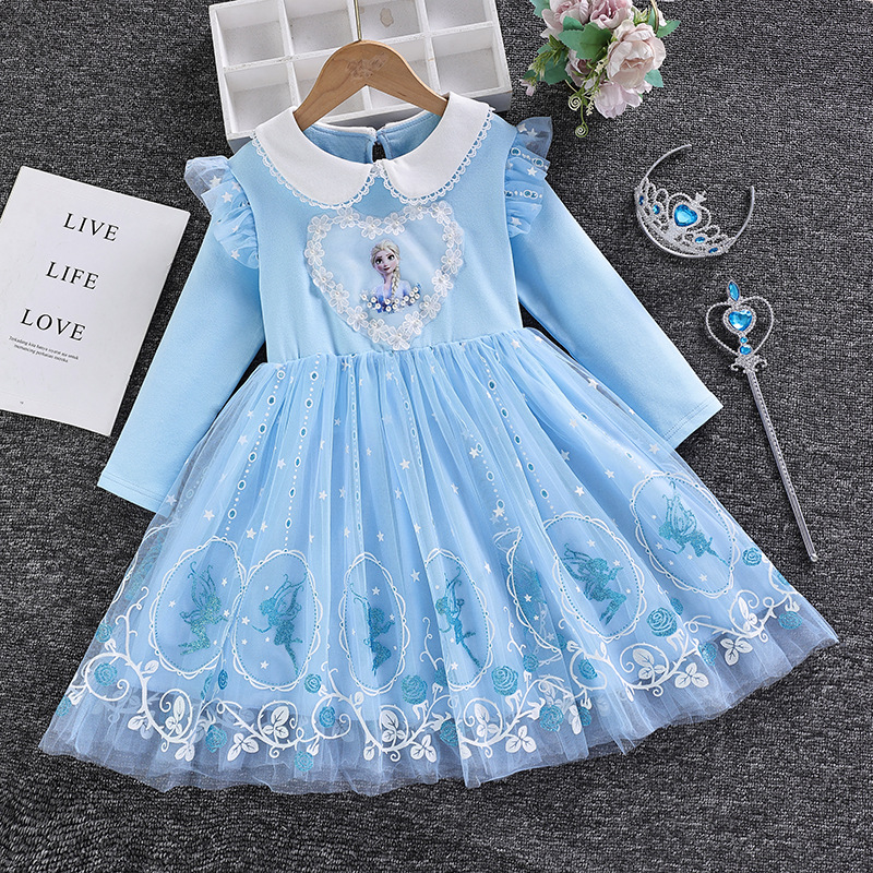 Disney Children's Designer Summer Princess Dress Birthday Party Dress Girls' Clothing Elsa Children's Clothing Elsa Dress Frozen Comfor