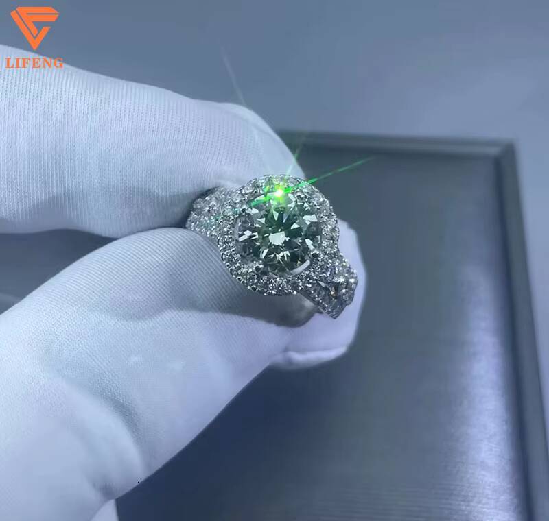 Lifeng Jewelry Wholesale 925 Silver Shining Luxury Iced Out Classic Fashion Vvs Moissanite Stone Hip Hop Ring for Man