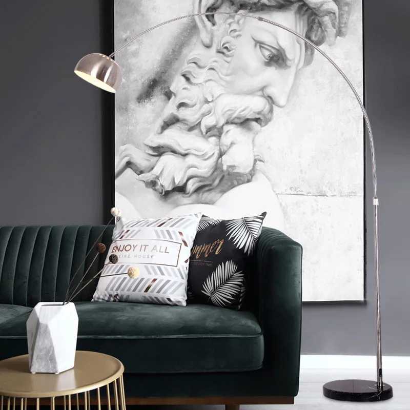 Nordic Simple Fishing Floor Lamp Living Room Bedroom Hotel Villa Standing Light Modern LED Marble Base Fishing Light M251119