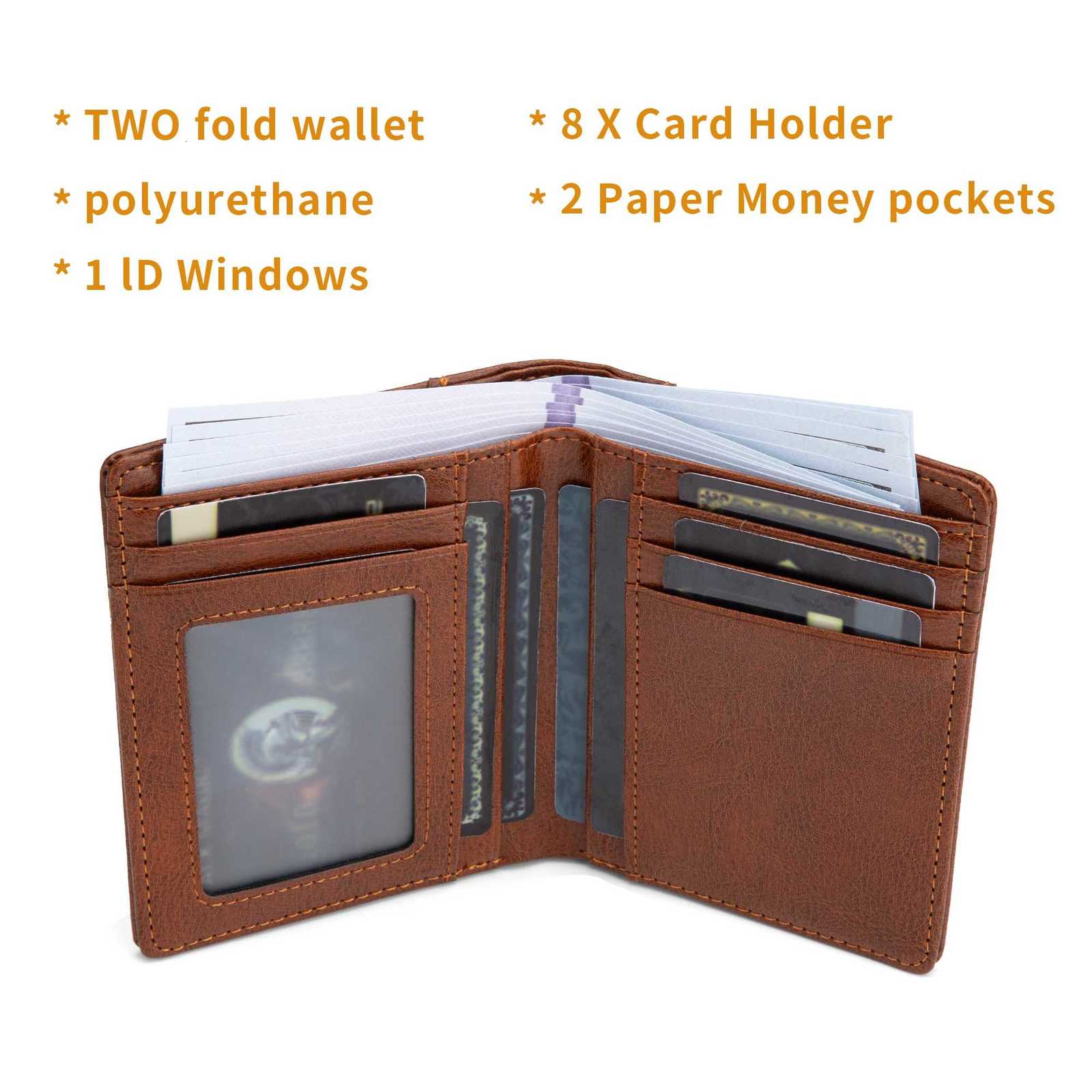 Mens British Casual Style Short Wallet Credit Card Holder PU Leather Bifold Mens WalletT251119