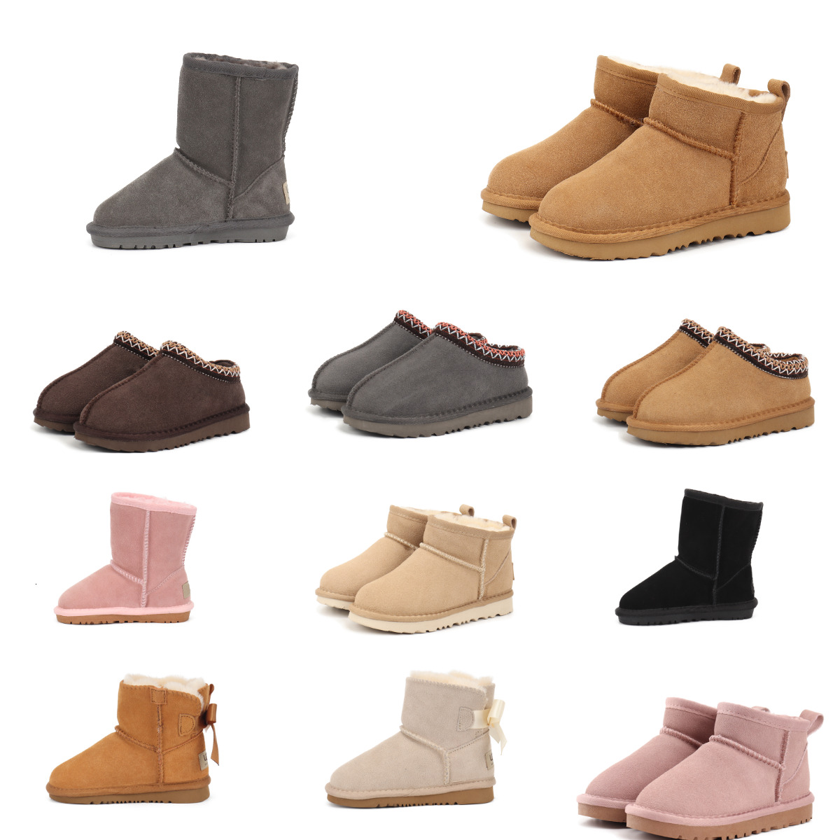 Designer Kids Snow Boots Classic Kid Baby Tasman PlushToddler Fleece Grey Maroon Outdoor Shoes Women Children Winter Suede Super Mini Boys And Girls Ankle Boots S88