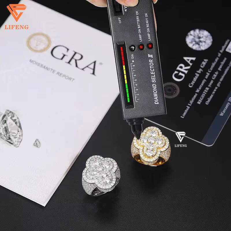 Mens Hip Hop Iced Out Moissanite Diamond Ring 925 Silver 10K 14K 18K White Yellow Gold Classic Style Cut Diamond Inlay Parties