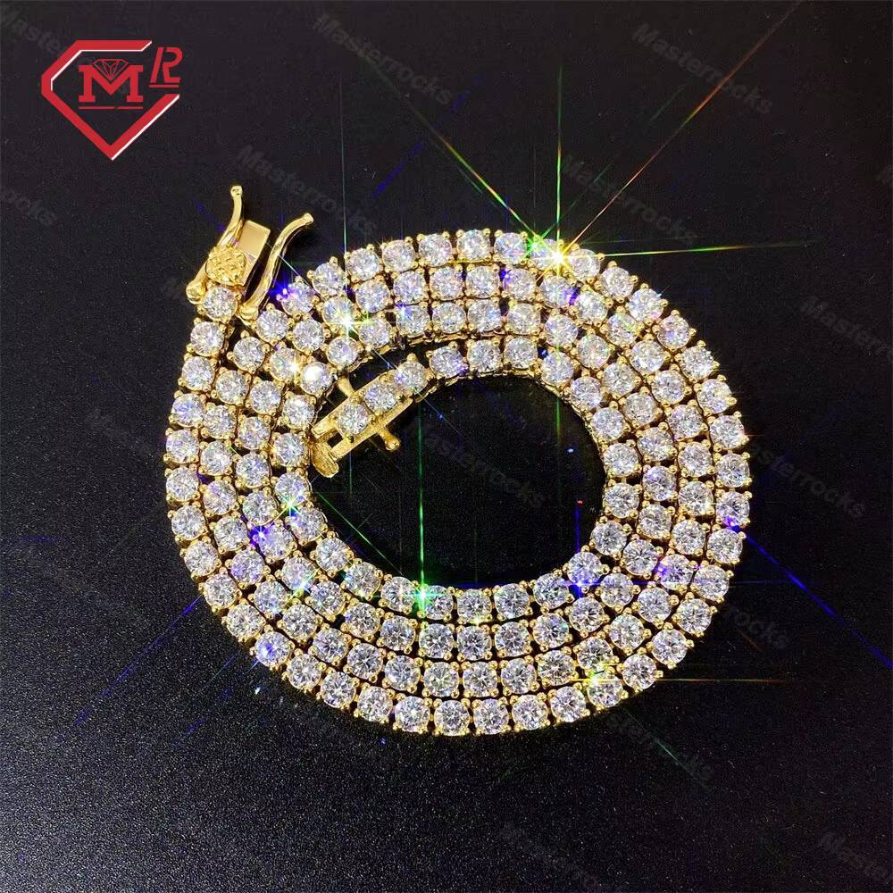 Factory Sale Iced Out 925 Sterling Silver Tennis Chain Bracelet Necklace 3mm 4mm 5mm 6mm 8mm Moissanite Diamond Tennis Chain