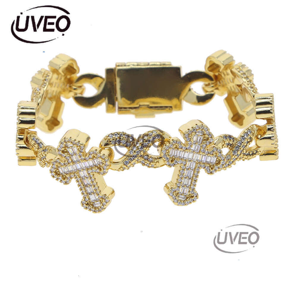 2025 latest model, Ice Out vs Mossany New Hip Hop 8-figure Unlimited Chain Ladder Square Cross Full Diameter bracelet for men and women Free shipping
