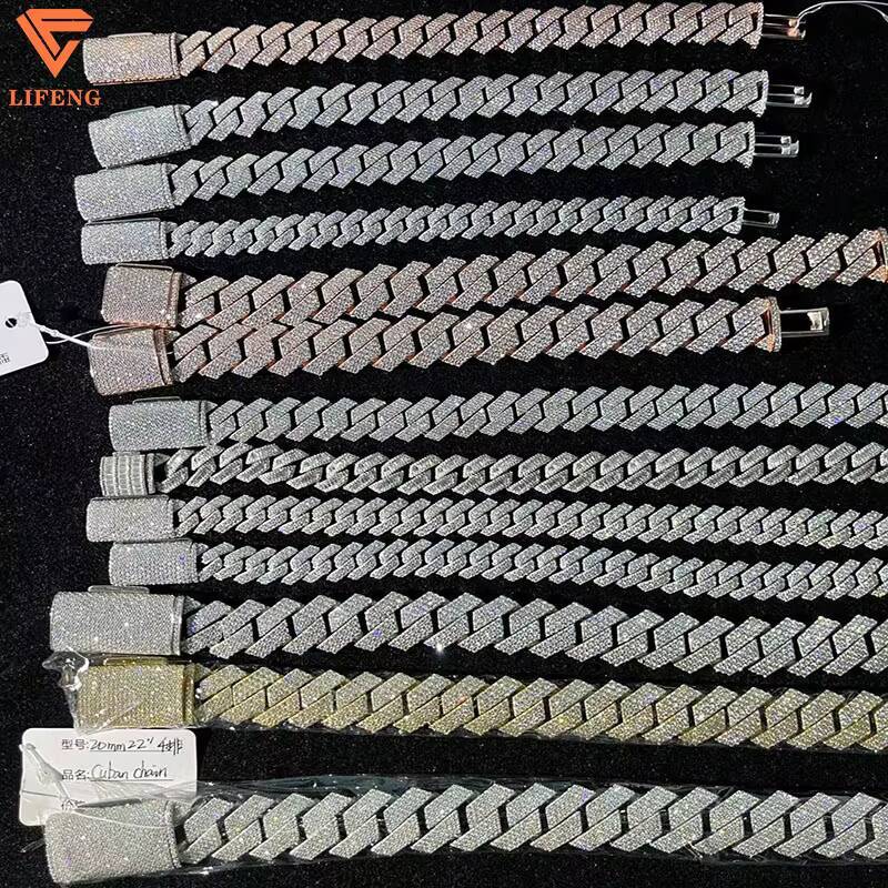 Custom VVS Moissanite Diamond Cuban Link Chain Bracelet 925 Sterling Silver Tennis Chain Bracelet Iced Out Hip Hop Men Bracelet