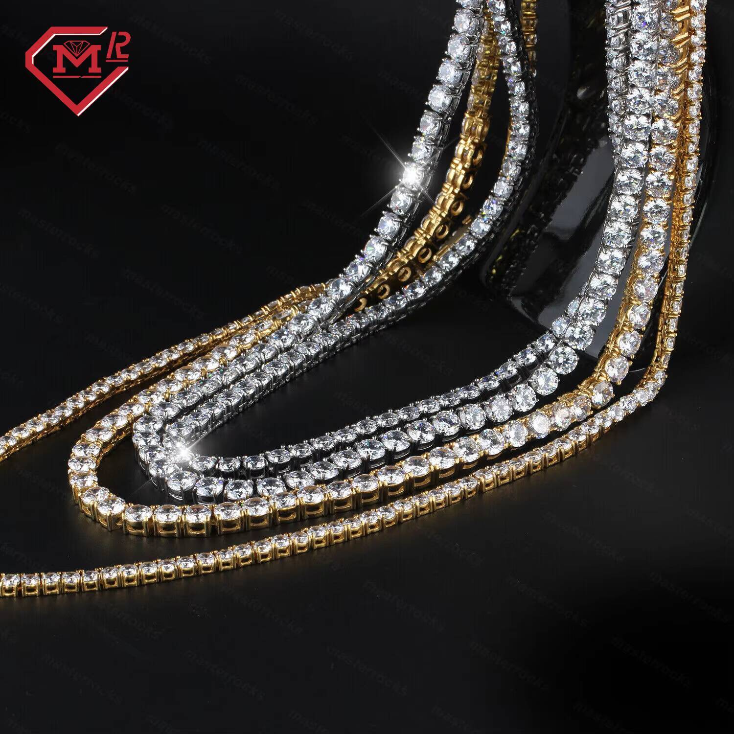 Factory Price 3mm 4mm 5mm Moissanite Tennis Silver 925 Necklace Vvs Moissanite Tennis Chain