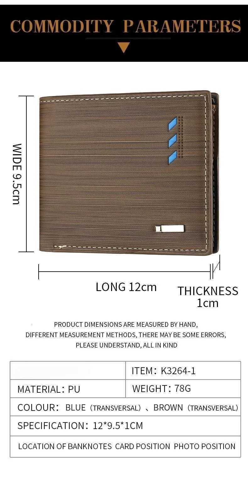 Fashion Mens Stripe Wallet Multi Function ID Credit Card Holder Two -fold Money Clip High Quality Leather Coin PurseT251119