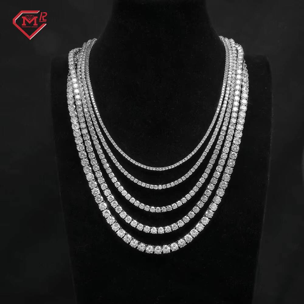 Iced Out Hiphop Moissanite Chain Necklace Men 925 Sterling Silver Vvs Moissanite Tennis Chain