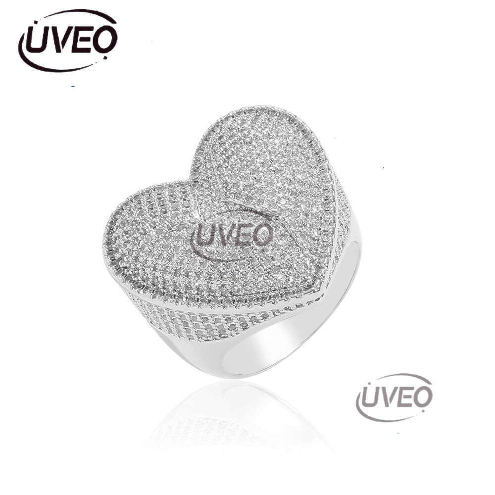Luxury Designer Heart-Shaped Men Women Hip Hop Ring, Heart-shaped Ice Out VVS Moissanite Ring with free shipping