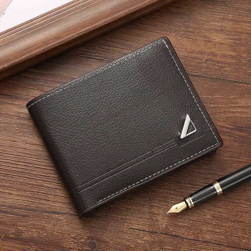 New in 1pc Mens Wallet Short Money Clip Business Casual Horizontal PU Leather Clip Fashion Large Capacity Soft Leather WalletT251119