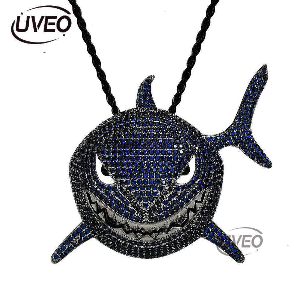Luxury designer Great Shark Street Advantage Cool Funky Ice Out VVS Moissanstone Hip Hop Cuban Chain Pendant with FREE shipping