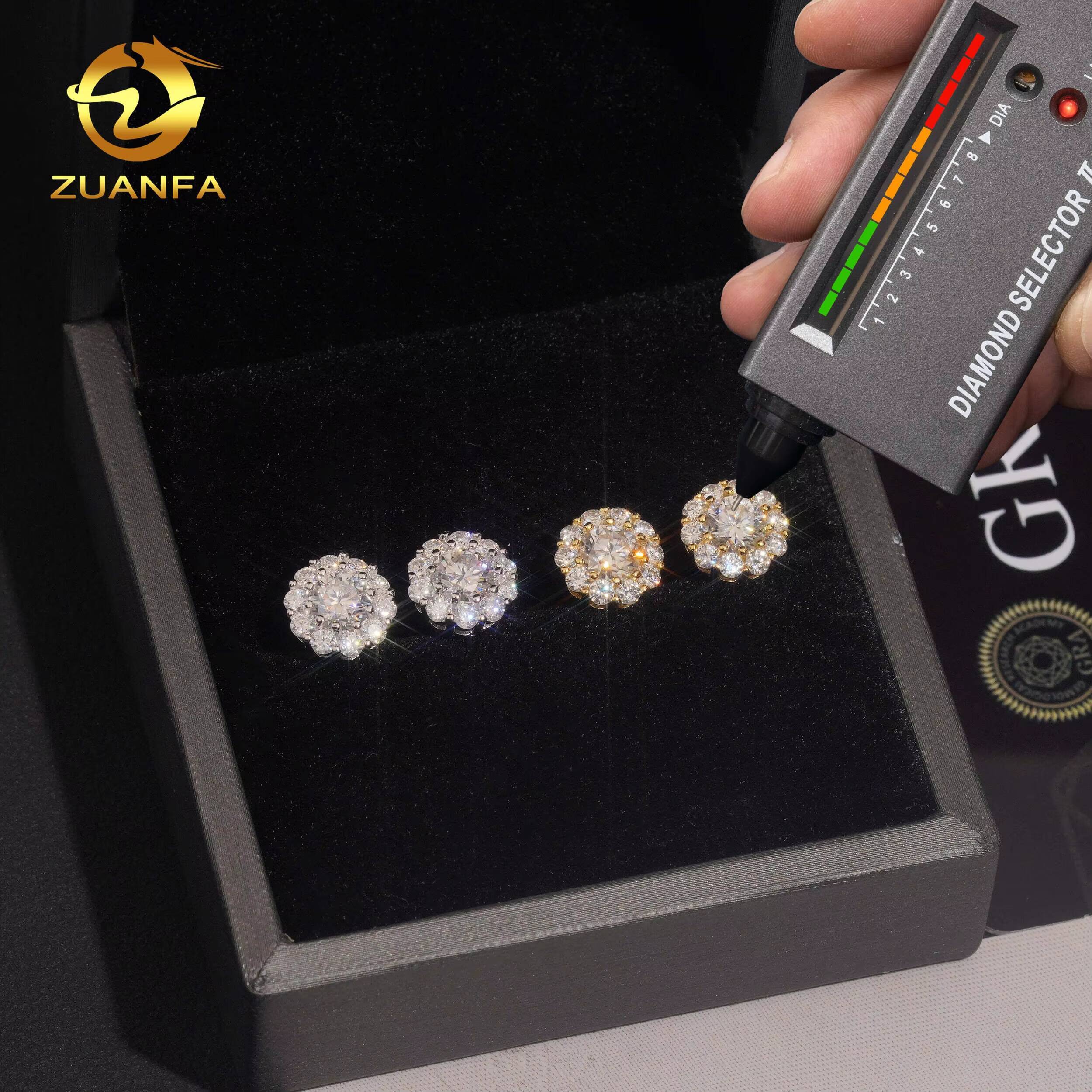 Usa Warehouse Bulk in Stock Iced Out Lab Diamond Jewelry Hip Hop Vvs Moissanite Silver 925 Stud Earrings