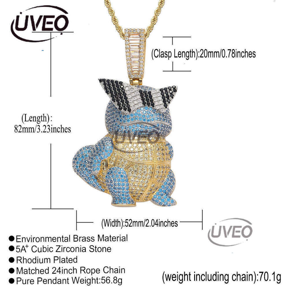 Luxury designer Cartoon Squirrel with real gold plating inset ice out VVS Moissanite Pendant Men Women Hip Hop pendant Free shipping