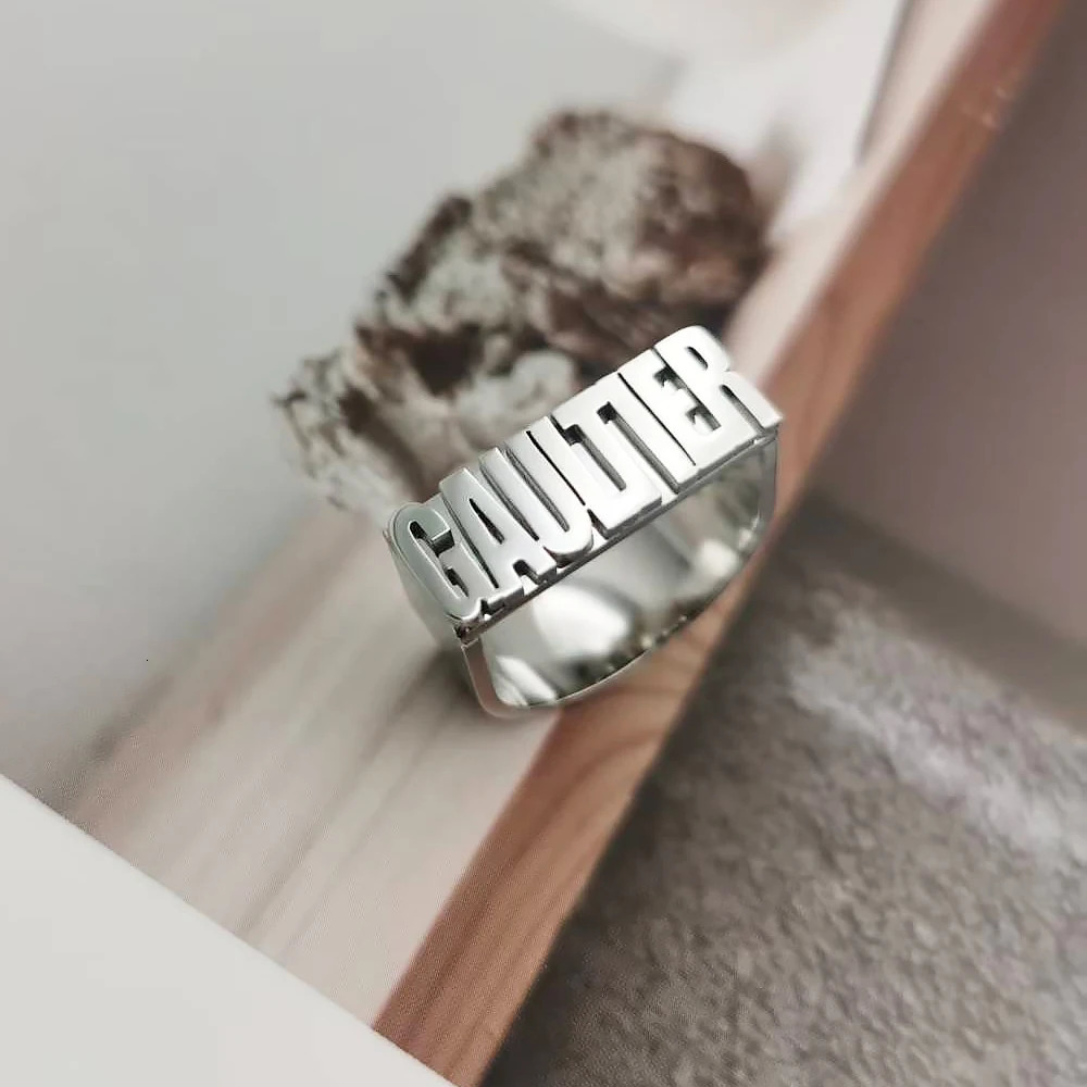 Chunky Ring Men Women Custom Ring Initial Personalized First Name Ring Good Quality Stainless Steel Jewelry Wholesale Bulk Order 250418