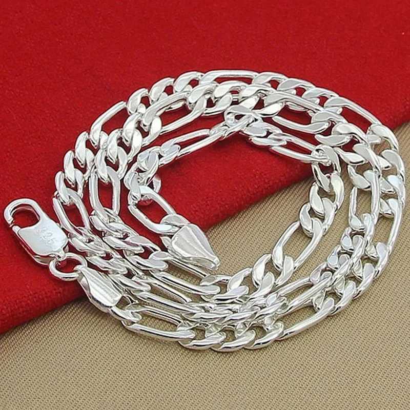 Solid color 925 sterling silver necklace mens classic 12mm Cuban chain 18-30 inches charming high-quality fashionable jewelry weddingT250418