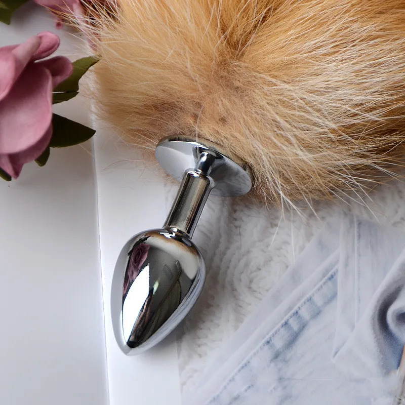 Exotic Flirting Accessories of Cute Gold Soft Furry Fox Cosplay Tail with Detachable Smooth Touch Metal Anal Plug Bead Sex Toys251118