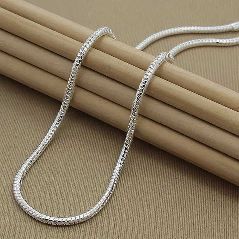 LiHong 925 sterling silver 16/18/20/24/22/24/26/30 inch 3mm snake chain necklace suitable for women and mens wedding engagement jewelryT250418