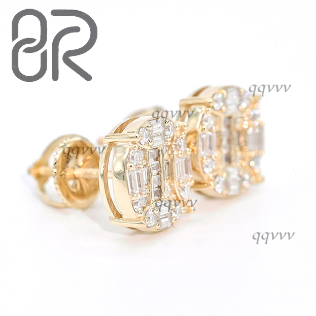 10k 14k 18k Gold Earrings Studs Real Gold Gra Certified Baguette Cut Vvs Moissanite Diamond Gold Earringsqqvvv