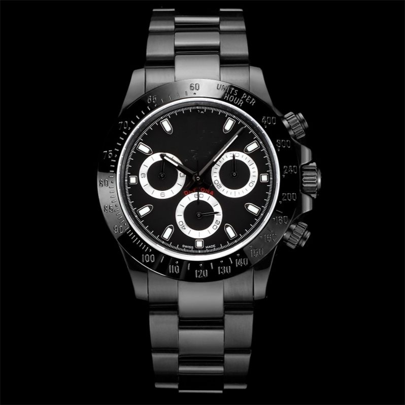 BLAKEN Motre be luxe luxury Watch waterproof 40X12.3mm 7750 chronograph mechanical movement All black steel men watches wristwatches Relojes 001
